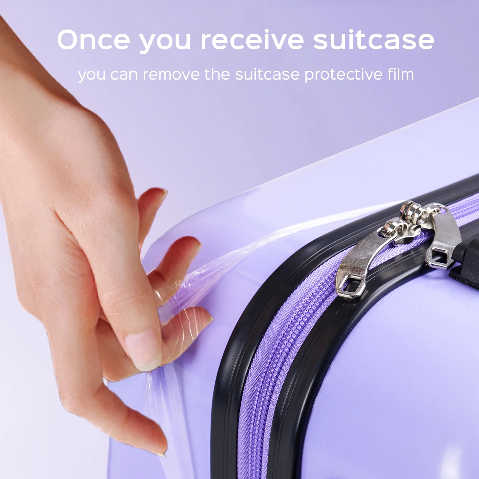 28-inch PC + ABS Large Checked Suitcase with Spinner Wheels and TSA Lock for Travel Trips Business, Purple - Image 5